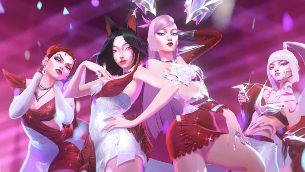 Ahri, Akali, Evelynn y Kai'Sa en el videoclip FIRESTARTER de K/DA